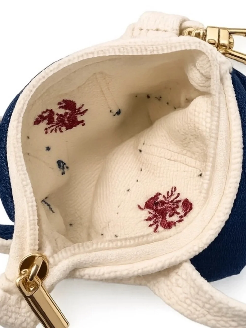 👉✨️ piper k Canvas Tote Bag Charm with Navy & Cream and Red Embroidery